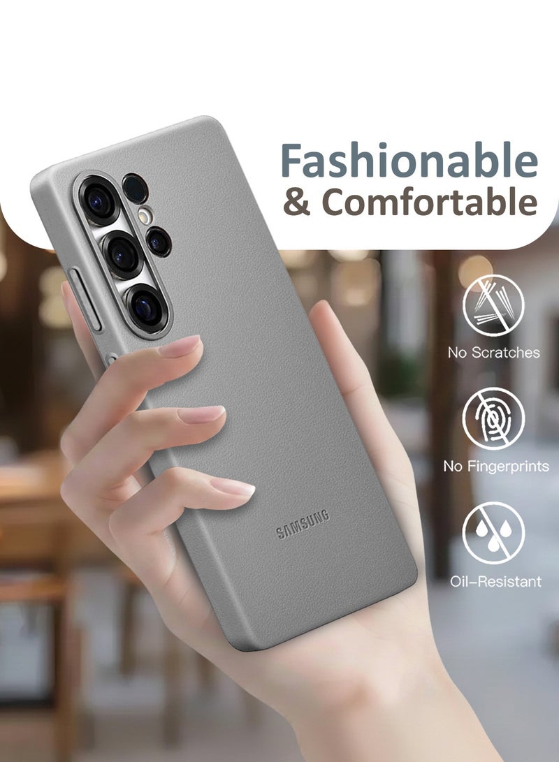 CATANES 2 Pack Leather Case for Samsung Galaxy S26 Ultra, One Case with One Privacy Glass ,  Leather Back Cover, Shockproof Protective Shell, Elegant Matte Finish- Grey Titanium - Image 4